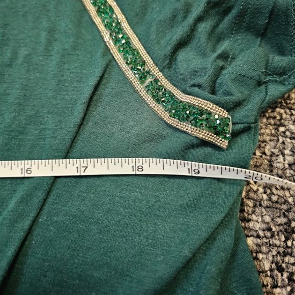 BOGO🎀 Massini Emerald Green T-Shirt with Bling- Size 1X - Picture 3 of 3